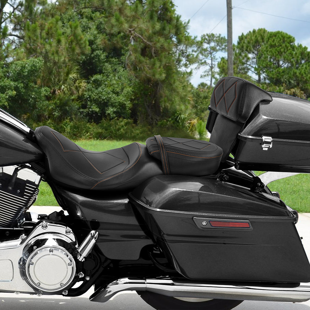 C.C. RIDER Razor Chopped Pack Trunk Backrest Passenger Backrest Pad For Harley Touring CVO Road Glide Street Glide Road King, 2014-2025