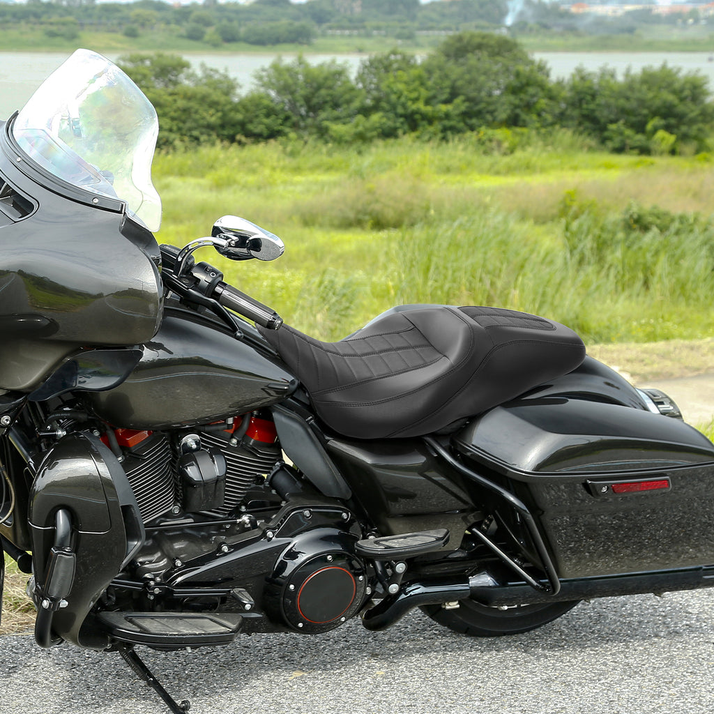 C.C. RIDER Touring Seat 2 up Seat Driver Passenger Seat Custom Motorcycle Seat For Harley Touring Street Glide Road Glide Electra Glide, 2008-2023