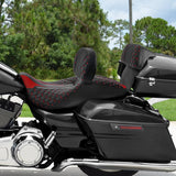 C.C. RIDER Touring Seat Driver Passenger Seat With Backrest For Harley Touring Street Glide Road Glide Electra Glide, Black Red, 2008-2023