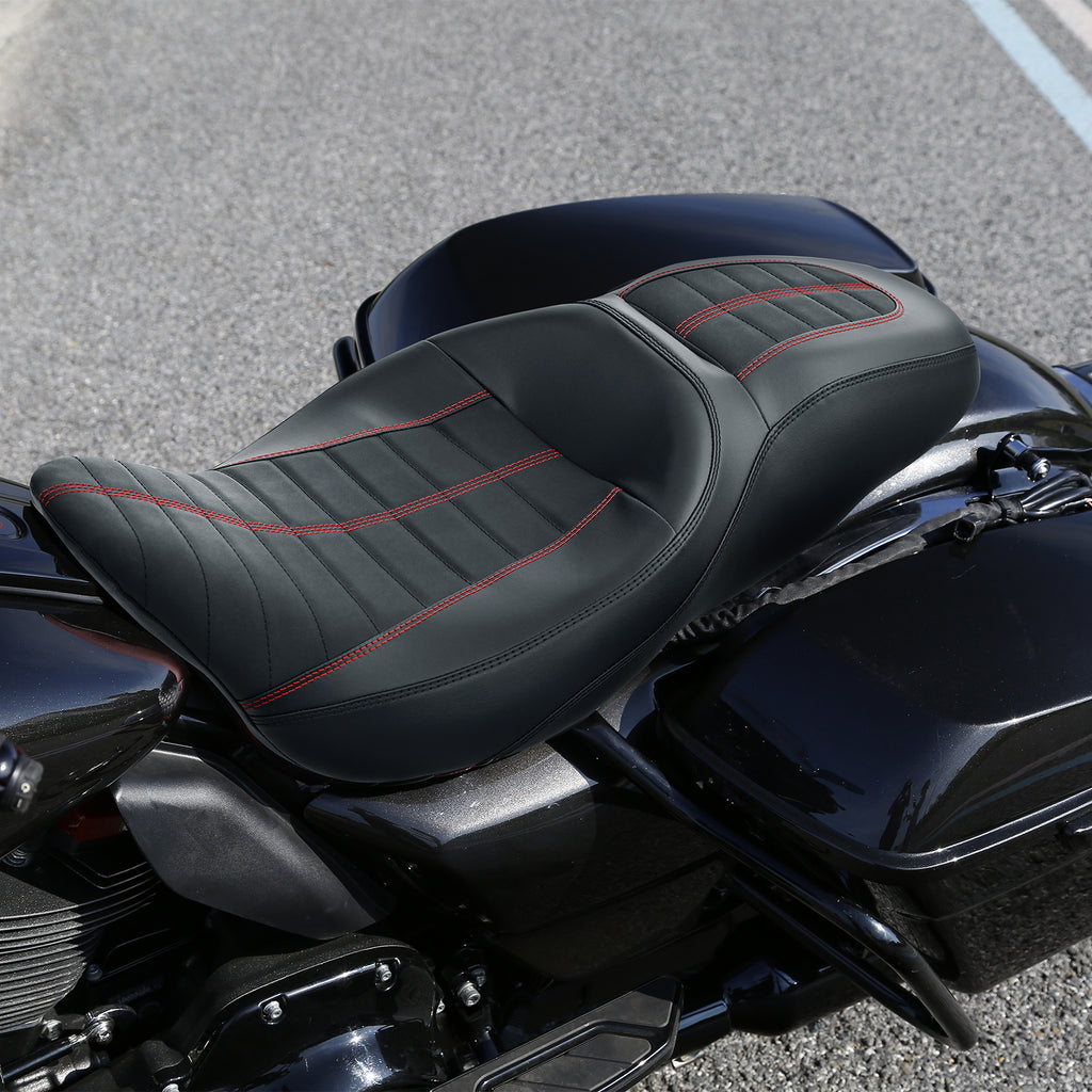 C.C. RIDER Touring Seat 2 up Seat Driver Passenger Seat Custom Motorcycle Seat For Harley Touring Street Glide Road Glide Electra Glide, 2008-2023