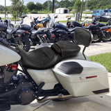 C.C. RIDER Touring Seat Two Piece Low Profile Driver Passenger Seat With Backrest For Road Glide Street Glide Road King, Black Orange, 2009-2023