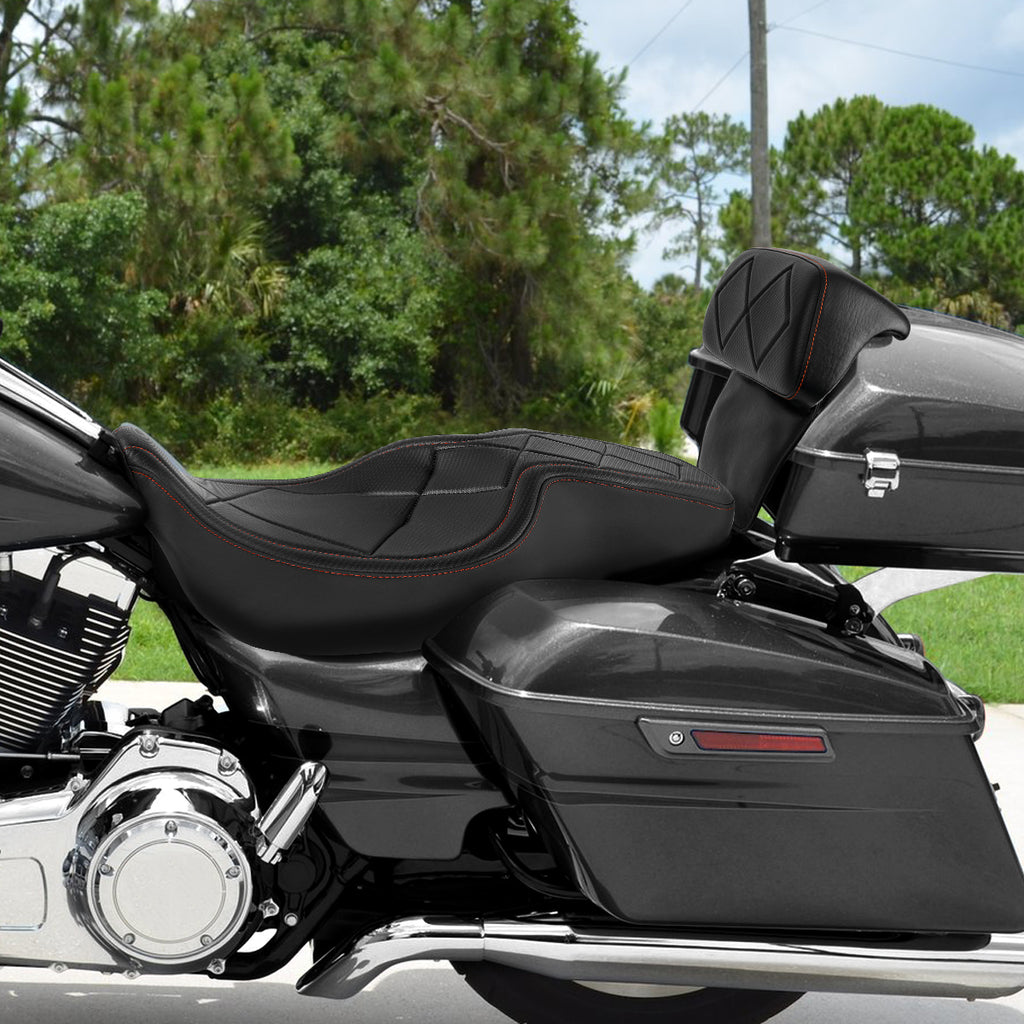 C.C. RIDER Razor Chopped Pack Trunk Backrest Passenger Backrest Pad For Harley Touring CVO Road Glide Electra Glide Road King, 2014-2025