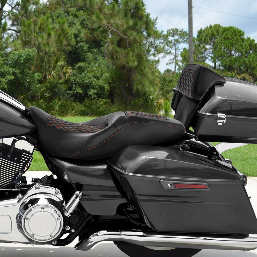 C.C. RIDER Razor Chopped Pack Trunk Backrest Passenger Backrest Pad For Harley Touring CVO Road Glide Electra Glide Road King, 2014-2025