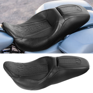 C.C. RIDER Touring Seat 2 up Seat Driver Passenger Seat Bareback Gator For Harley Touring Street Glide Road Glide Electra Glide, 2008-2023