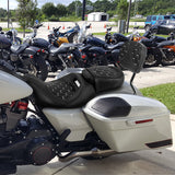 C.C. RIDER Touring Seat Two Piece Low Profile Driver Passenger Seat With Backrest For Road Glide Street Glide Road King, Black Greyish White, 2009-2024