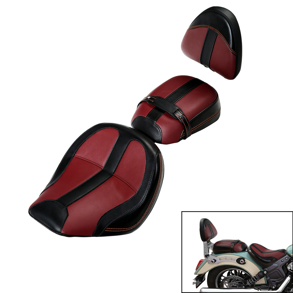 C.C. RIDER Indian Scout 2 Piece 2 Up Seat Driver Passenger Seat With Backrest For Indian Scout Sixty 100th Aniversary Scout ABS, 2015-2024