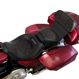C.C. RIDER Touring Seat Two Piece Low Profile Driver Passenger Seat With Backrest For Road Glide Street Glide Road King, Black Red, 2009-2023