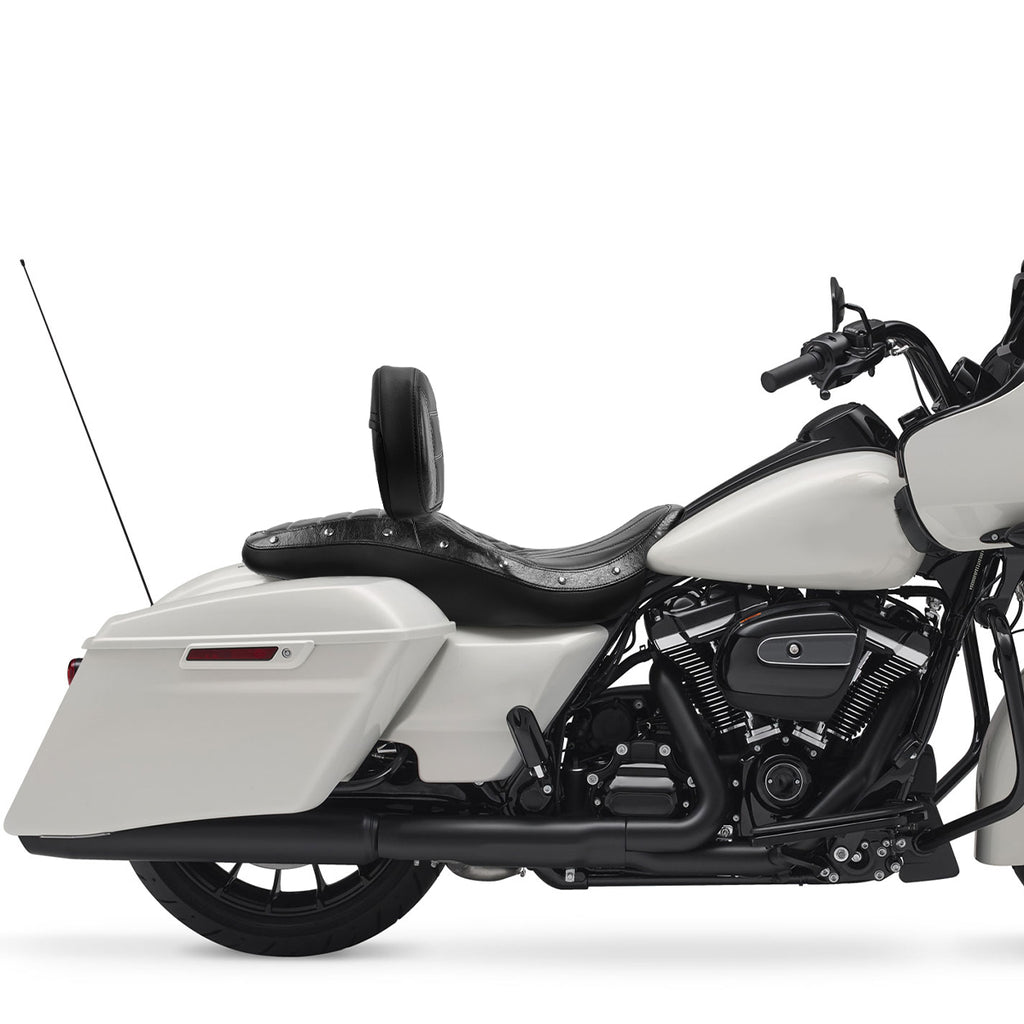 C.C. RIDER Touring Seat Driver Passenger Seat With Backrest For Harley Touring Street Glide Road Glide Electra Glide, Black White, 2008-2023
