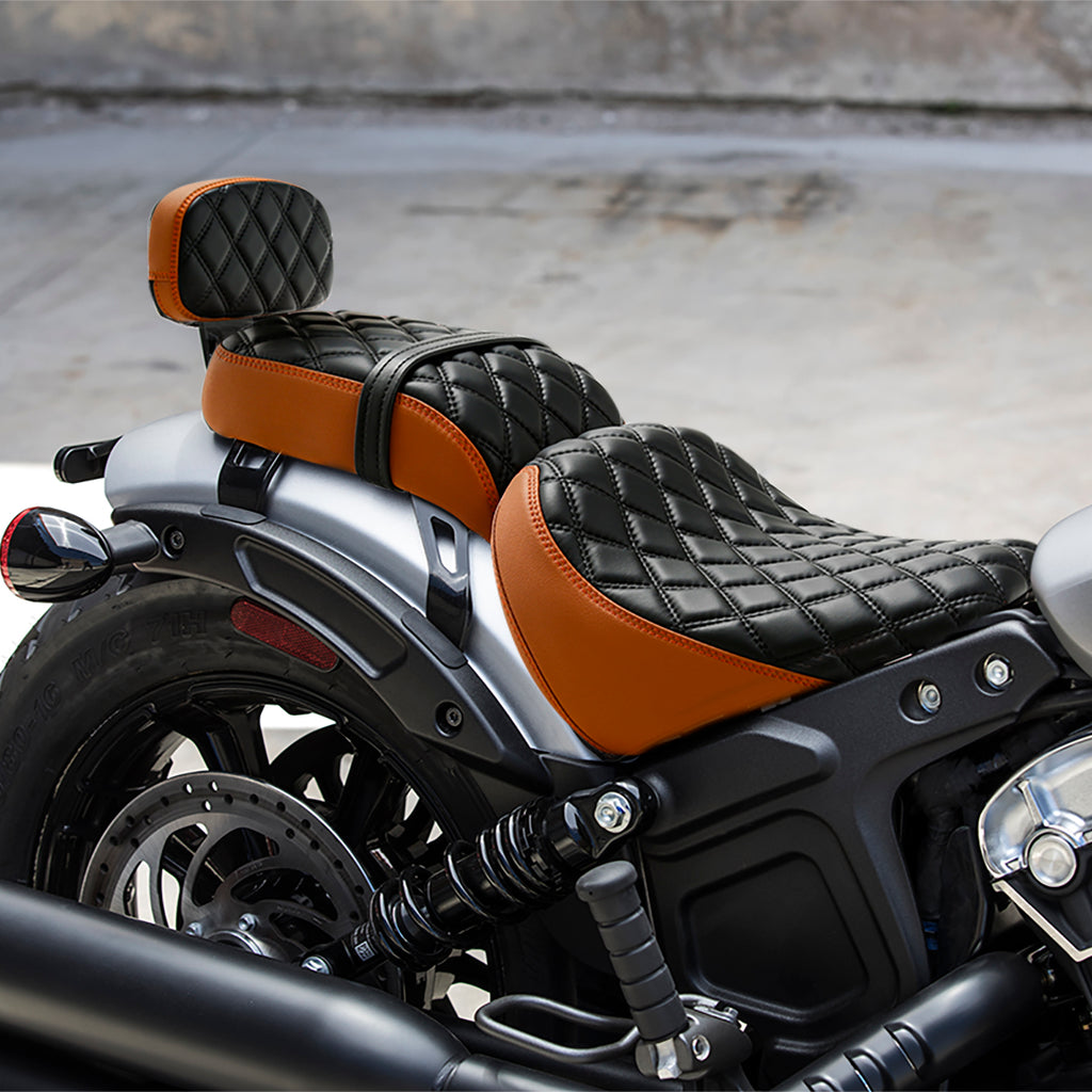 C.C. RIDER Indian Scout 2 Piece 2 Up Seat Driver Passenger Seat With Backrest For Scout Bobber Sixty Scout Bobber ABS, 2018-2024