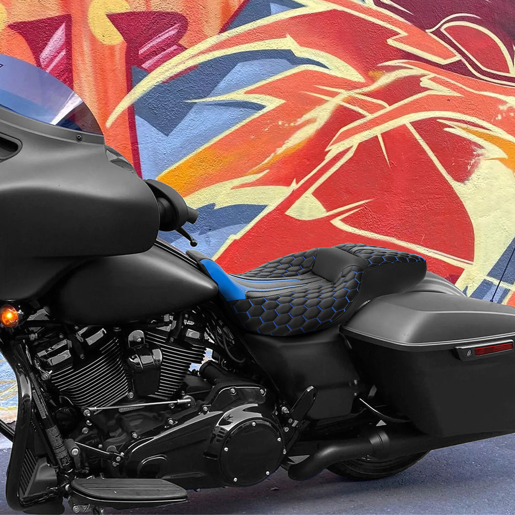 C.C. RIDER Touring Seat 2 up Seat Driver Passenger Seat For Harley Touring Street Glide Road Glide Electra Glide, 2008-2023