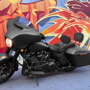 C.C. RIDER Touring Seat Driver Passenger Seat With Backrest For Harley Touring Street Glide Road Glide Electra Glide, Black Orange, 2008-2023