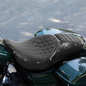 C.C. RIDER Touring Seat 2 up Seat Driver Passenger Seat Dueler For Harley Touring Street Glide Road Glide Electra Glide, 2008-2023