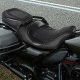 C.C. RIDER  Touring Seat Two Piece 2 Up Seat Low Profile Driver Passenger Seat Classic Comfort For Road Glide Street Glide Road King, 2009-2023
