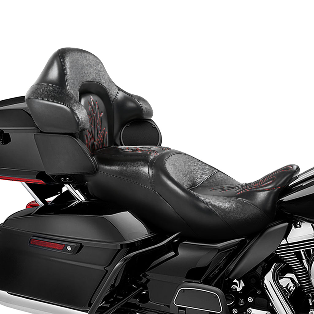 C.C. RIDER Touring Seat 2 Up Seat Driver Passenger Seat Fuego For Harley CVO Road Glide Electra Glide Street Glide Road King, 2009-2023