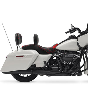 C.C. RIDER Touring Seat Driver Passenger Seat With Backrest For Harley Touring Street Glide Road Glide Electra Glide, Black Red, 2008-2023