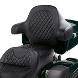 C.C. RIDER Touring Seat Driver Passenger Seat With Backrest For Harley CVO Road Glide Electra Glide Street Glide Road King, Black Blue, 2014-2023