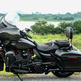 C.C. RIDER Touring Seat Two Piece Low Profile Driver Passenger Seat With Backrest For Road Glide Street Glide Road King, Black Red, 2009-2023