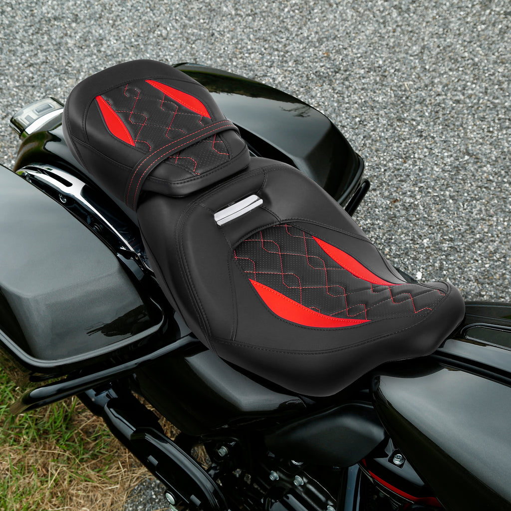 Gel Seat C.C. RIDER Touring Seat Low Profile Driver Passenger Seat For Road Glide Street Glide Road King, 2009-2023