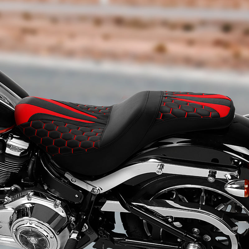 C.C. RIDER Softail Seat Low Rider S St Red Racing Style Seat Driver Passenger Seat Low Rider FXLR FXLRS FXLRST 2018-2025