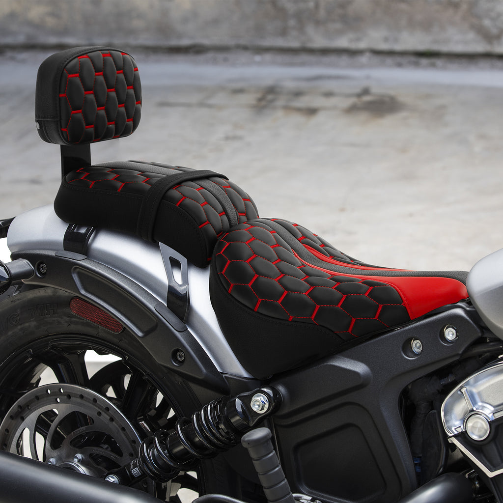 C.C. RIDER Indian Scout 2 Piece 2 Up Seat Driver Passenger Seat With Backrest For Scout Bobber Sixty Scout Bobber ABS, 2018-2024