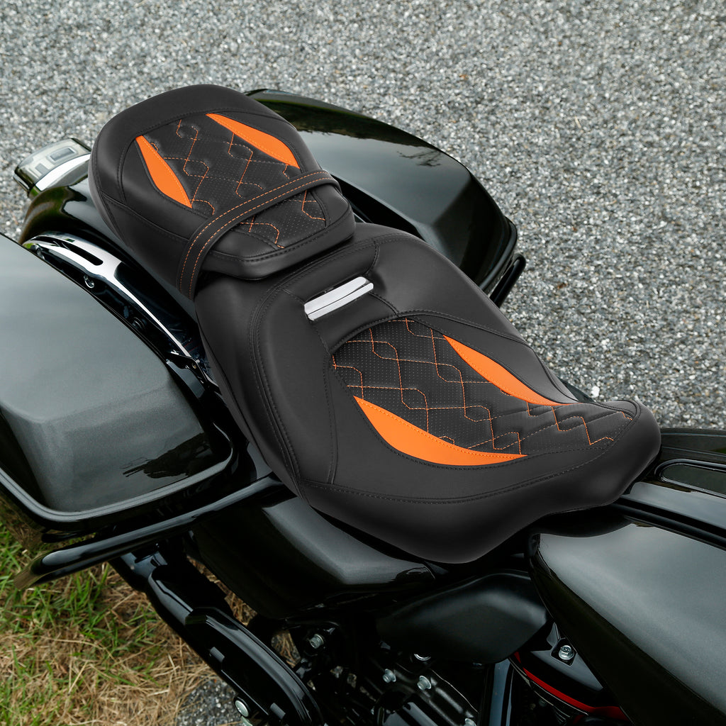 Gel Seat C.C. RIDER Touring Seat Low Profile Driver Passenger Seat For Road Glide Street Glide Road King, 2009-2023