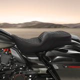 C.C. RIDER Touring Seat Driver Passenger Seat 2 Up Seat Black Red Lattice Stitching For FL Touring Road King Electra Glide Road Glide, 2009-2023