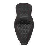 C.C. RIDER Touring Seat Driver Passenger Seat 2 Up Seat Black Red Lattice Stitching For FL Touring Road King Electra Glide Road Glide, 2009-2024