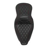 C.C. RIDER Touring Seat Driver Passenger Seat 2 Up Seat Black Red Lattice Stitching For FL Touring Road King Electra Glide Road Glide, 2009-2023