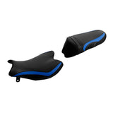 C.C. RIDER Carbon Fiber Pattern Front And Rear Seat With  Blue Trimming For SUZUKI GSXR1000, 2009-2016