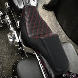 C.C. RIDER Dyna Step Up Seat 2 up Seat Red Stitching For Dyna Low Rider Fat Bob FXD/FXDWG, 2006-2017
