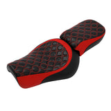 C.C.RIDER Sportster Two Piece Two Up Red Circle Stitching Seat Passenger Seat For XL883N Models, 2016-2023