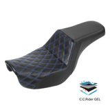 Gel Seat C.C. RIDER Dyna Step Up Seat 2 up Seat Lattice Stiching For Low Rider Fat Bob FXD/FXDWG, 2006-2017