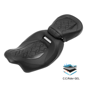 Gel Seat C.C. RIDER Touring Seat Low Profile Driver Passenger Seat For Road Glide Street Glide Road King, 2009-2023