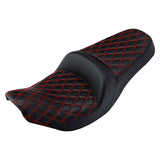 C.C. RIDER Indian Seat One Piece 2 Up Seat Red Lattice Stitching For Indian Chieftain Models, 2014-2023
