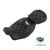 Gel Seat C.C. RIDER Touring Seat Two Piece 2 Up Seat Low Profile Driver Passenger Seat Octane For Road Glide Street Glide Road King, 2009-2023