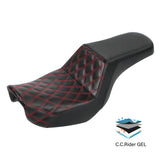 Gel Seat C.C. RIDER Dyna Step Up Seat 2 up Seat Lattice Stiching For Low Rider Fat Bob FXD/FXDWG, 2006-2017