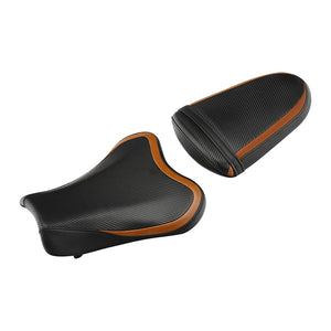 C.C. RIDER GSX-R1000 Front And Rear Seat Fit For SUZUKI GSXR1000  Black Orange Carbon Fiber, 2005, 2006