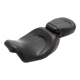 C.C. RIDER Touring Seat Two Piece Low Profile Driver Passenger Seat With Backrest For Road Glide Street Glide Road King, Black Red, 2009-2023
