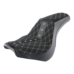 C.C. RIDER Softail Step Up Seat 2 up Seat Alcantara Lattice Stitching For Softail Standard Street Bob FXBB Standard FXST, 2018-2025