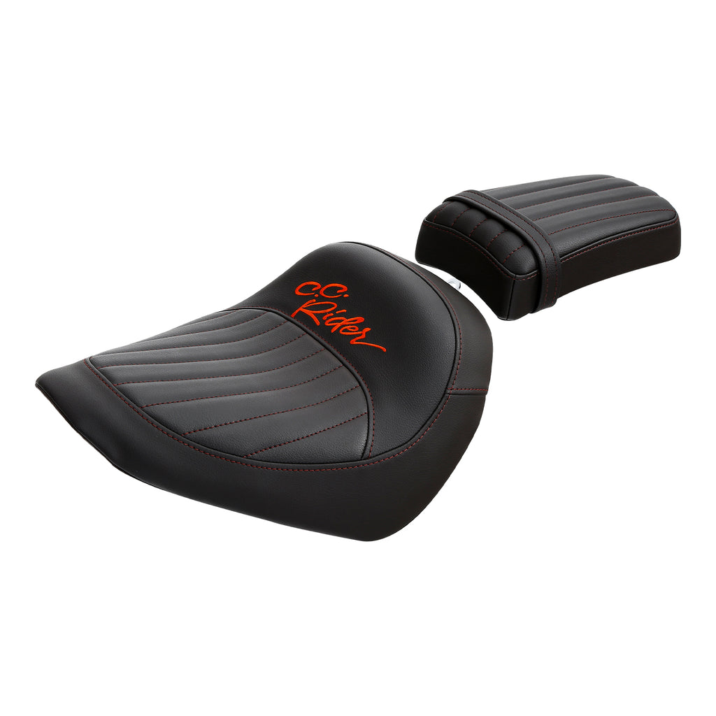 C.C. RIDER Softail Seat Driver And Passenger Seat 2 Up Seat For Street Bob Softail Standard FXBB FXST Custom Motorcyle Seat 2018-2024