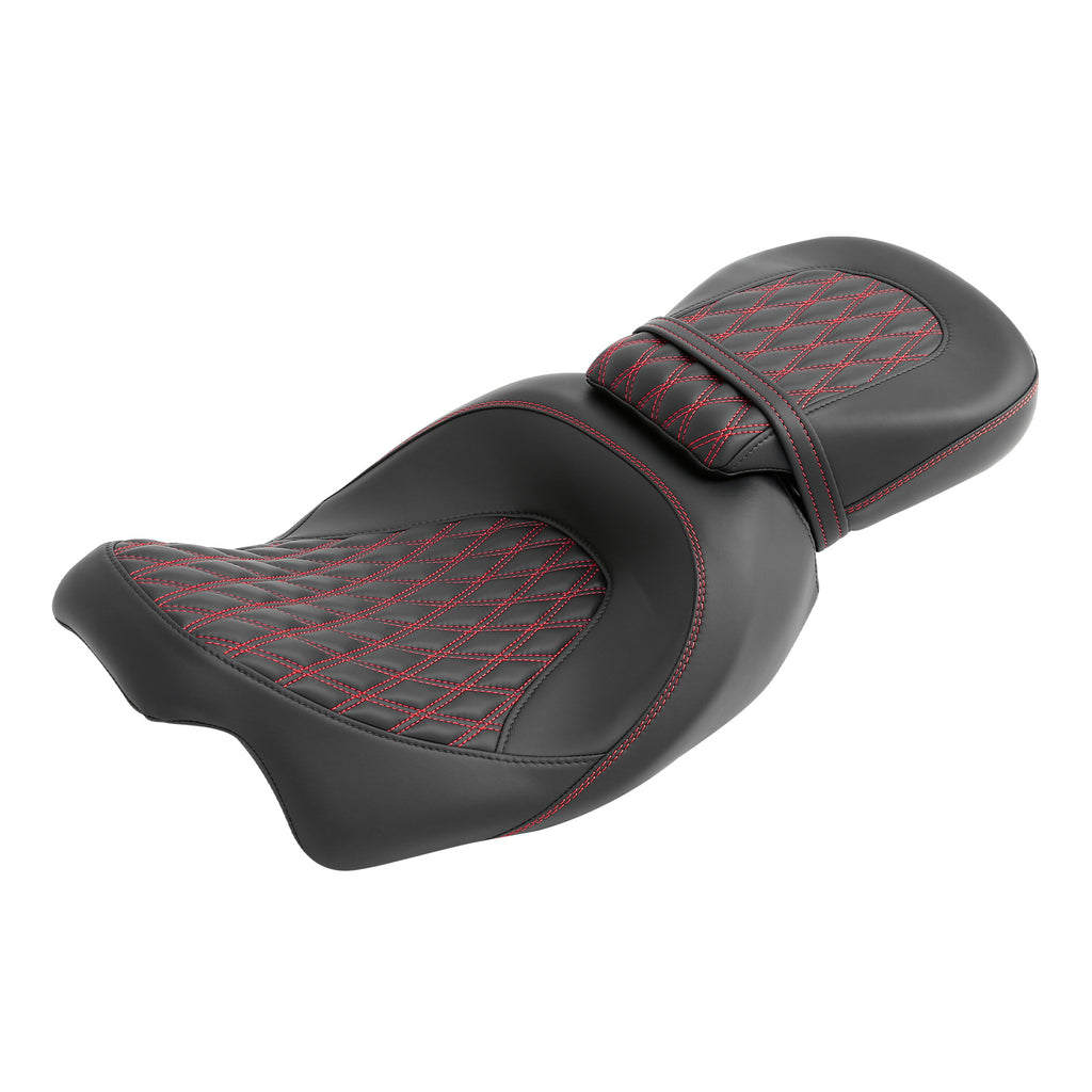 C.C. RIDER Touring Seat Two Piece 2 Up Seat Low Profile Driver Passenger Seat For Road Glide Street Glide Road King, 2009-2023