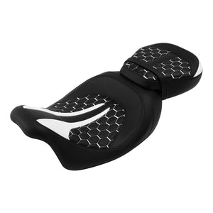 C.C. RIDER Touring Seat Two Piece 2 Up Seat Low Profile Driver Passenger Seat Custom For Road Glide Street Glide Road King, 2009-2023