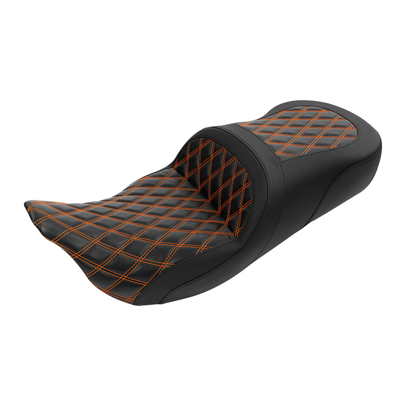 C.C. RIDER Touring Seat Driver Passenger Seat 2 Up Seat Lattice Stitch For FL Touring Road King Electra Glide Road Glide, 2009-2023