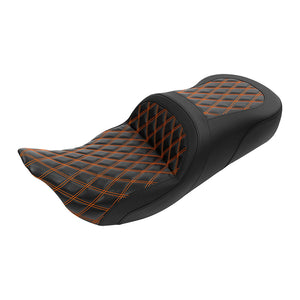 C.C. RIDER Touring Seat Driver Passenger Seat 2 Up Seat Lattice Stitch For FL Touring Road King Electra Glide Road Glide, 2009-2023
