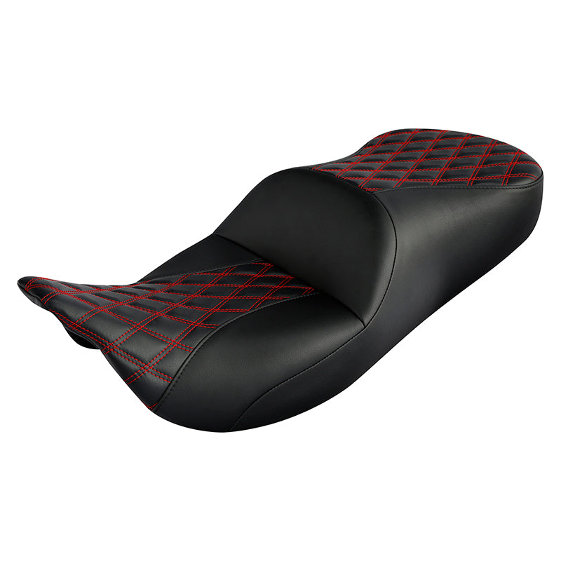 C.C. RIDER Touring Seat Driver Passenger Seat 2 Up Seat Lattice Stitch For FL Touring Road King Electra Glide Road Glide, 2009-2023