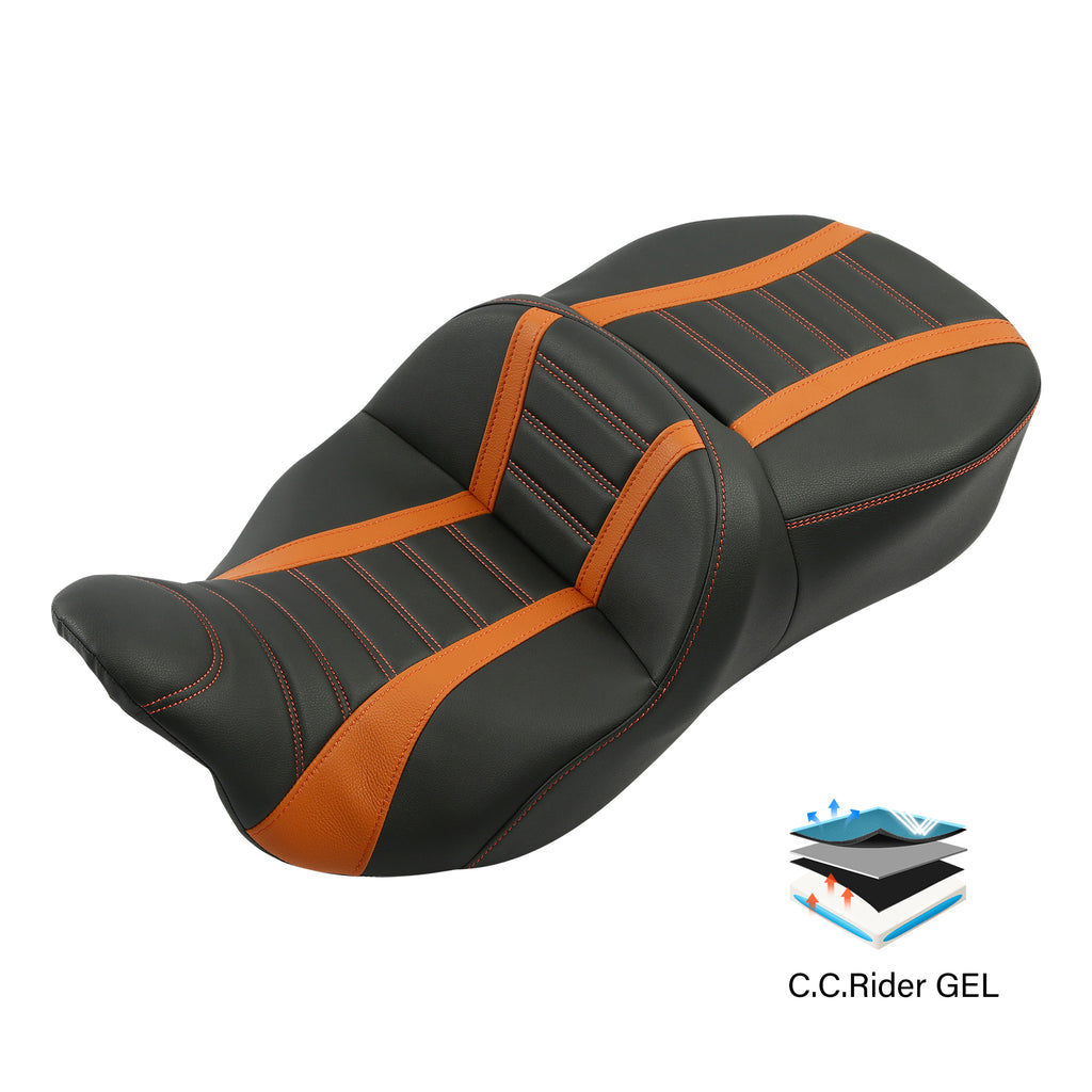 Gel Seat C.C. RIDER Touring Driver Passenger Seat For Harley CVO Road Glide Electra Glide Street Glide Road King, 2009-2023