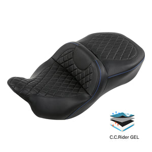 Gel Seat C.C. RIDER Touring Seat 2 Up Seat Driver Passenger Seat For Harley CVO Road Glide Electra Glide Street Glide Road King, 2009-2023
