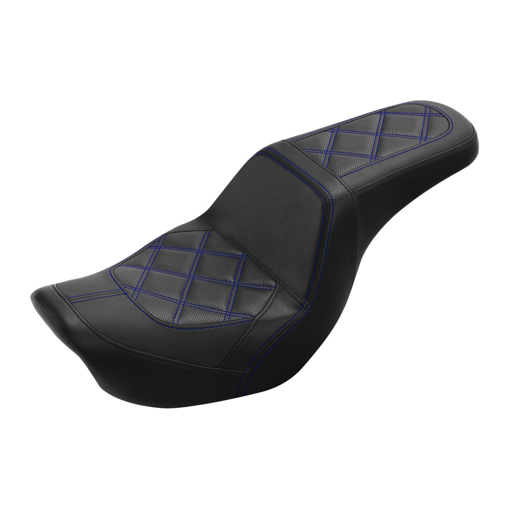 C.C. RIDER Dyna Step Up Seat 2 up Seat Diamond Stitching For Dyna Low Rider Fat Bob FXD/FXDWG, 2006-2017