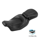 C.C. RIDER Touring Seat Two Piece 2 Up Seat Low Profile Driver Passenger Seat Bulllet For Road Glide Street Glide Road King, 2009-2023