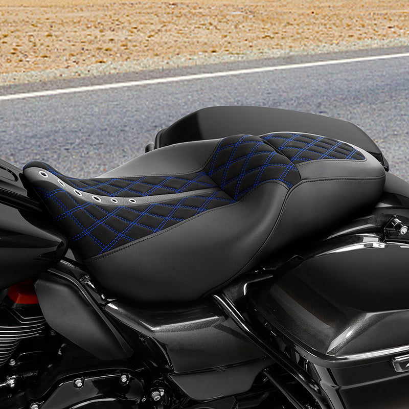 C.C. RIDER Touring Seat 2 up Seat Driver Passenger Seat Custom Motorcycle Seat For Harley Touring Street Glide Road Glide Electra Glide, 2008-2023